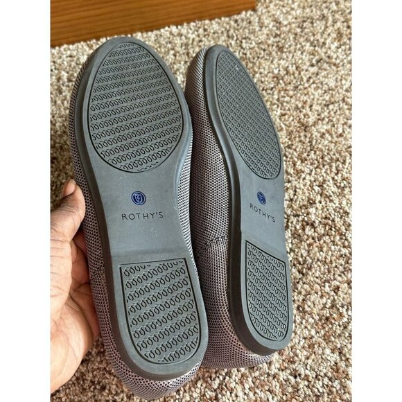 Rothy's The Point Flax Birdseye Flats Washable Gray (No Insoles) Size 8W - Picture 3 of 8